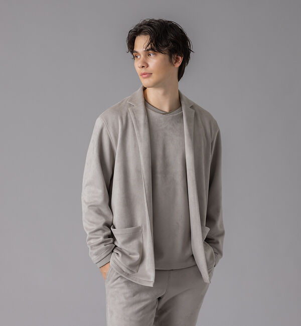 ABAHOUSE「【セットアップ対応】シルキー ネオスエード ボタンレスカーディガン / ジャケッ」|カーディガン|ライトグレー