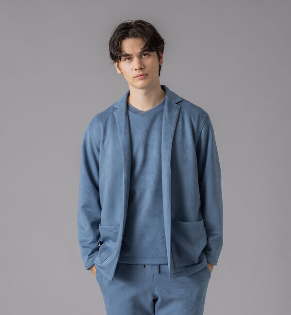 ABAHOUSE「【セットアップ対応】シルキー ネオスエード ボタンレスカーディガン / ジャケッ」|カーディガン|ブルーグレー