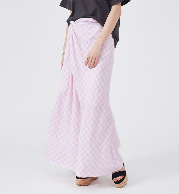 Rouge vif「リネンギンガムスカート」|スカート|ピンク