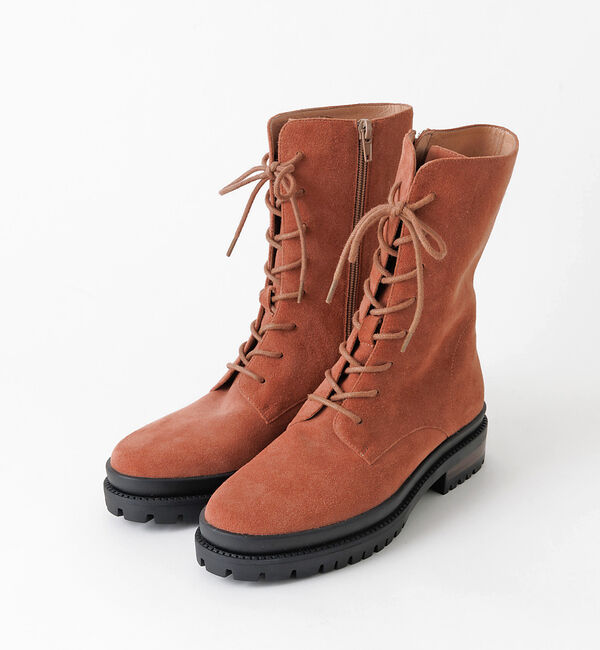 AU BANNISTER「トラックソール編上げブーツ」|ショートブーツ|スモークピンク