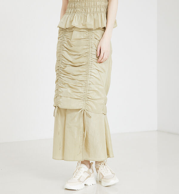 SELFIST「ギャザーレイヤードスカート」|スカート|グリーン