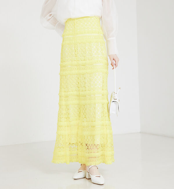 SELFIST「ケミカルレースマーメイドスカート」|スカート|イエロー