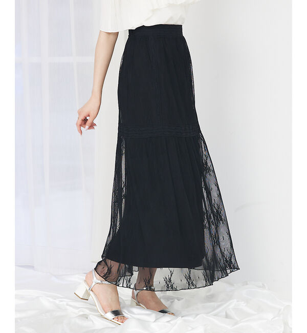 SELFIST「レースロングスカート」|スカート|ブラック