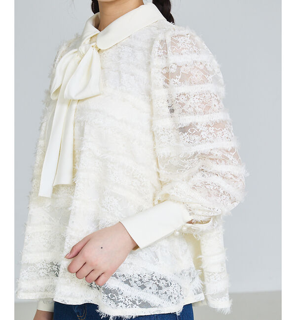 SELFIST「マルチWAYリボン付き フリンジレースブラウス」|シャツ・ブラウス|