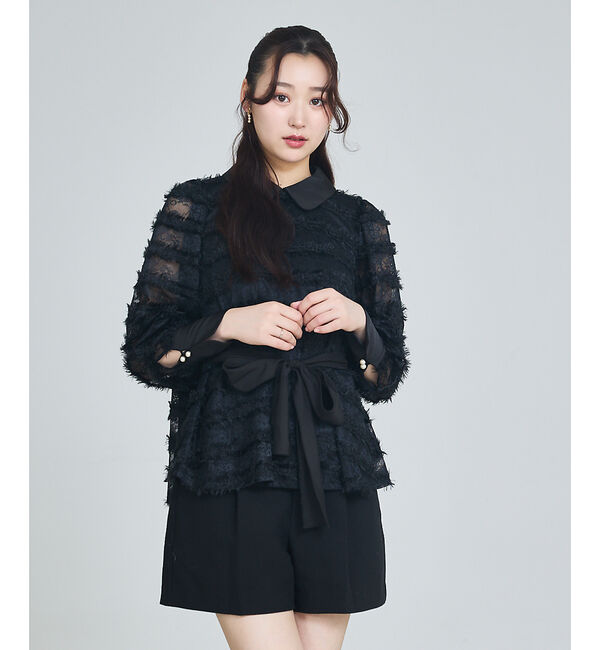 SELFIST「マルチWAYリボン付き フリンジレースブラウス」|シャツ・ブラウス|ブラック