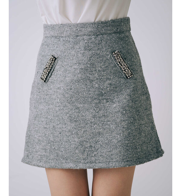 SELFIST「ラメネップニットビジュー付ミニスカート」|スカート|