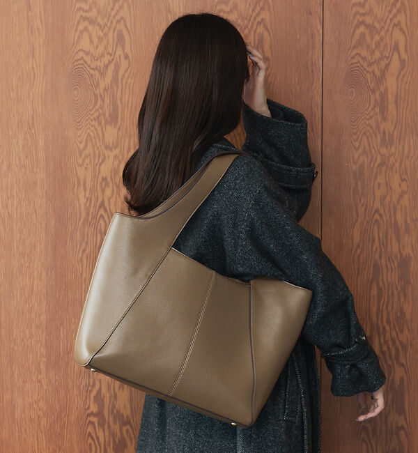 LOWELL things「【予約/kariさんコラボ】ポーチ付き多機能オープントート/A4/通勤/16イン」|トートバッグ|グレージュ