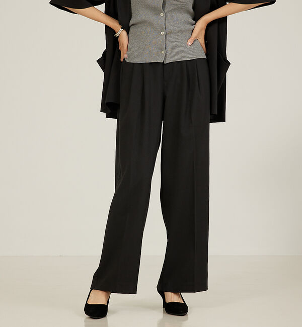 abahouse mavie「【大人気半袖ジャケットにセットアップ対応！】リネンライクタックワイドパンツ/WE」|その他|