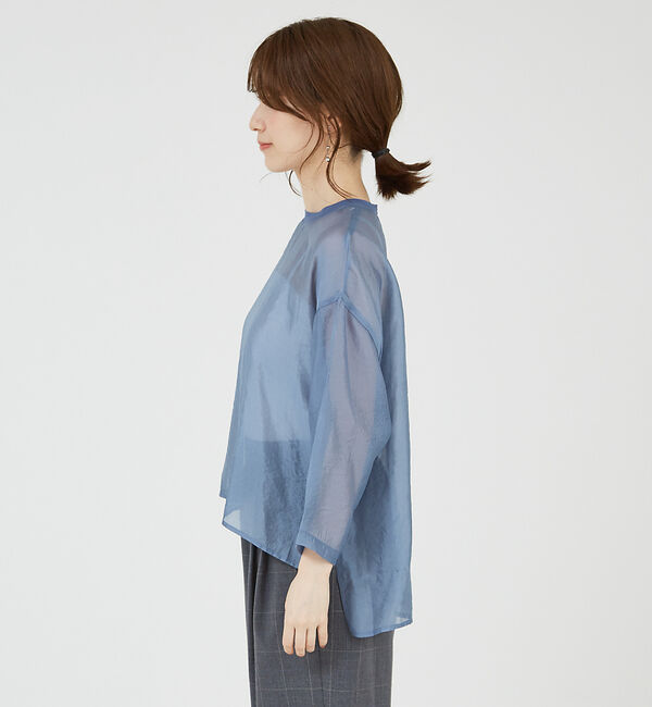 abahouse mavie「【シアートップス】７分袖シアーTシャツ」|Tシャツ・カットソー|