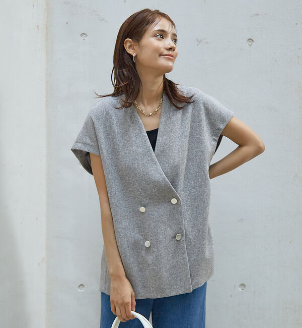 abahouse mavie「【セットアップ対応】ライトツィードフレンチジャケット」|ベスト・ジレ|