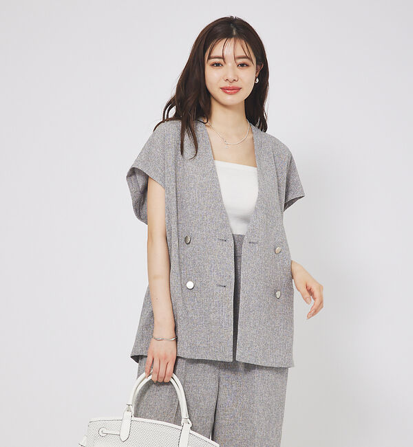 abahouse mavie「【セットアップ対応】ライトツィードフレンチジャケット」|ベスト・ジレ|