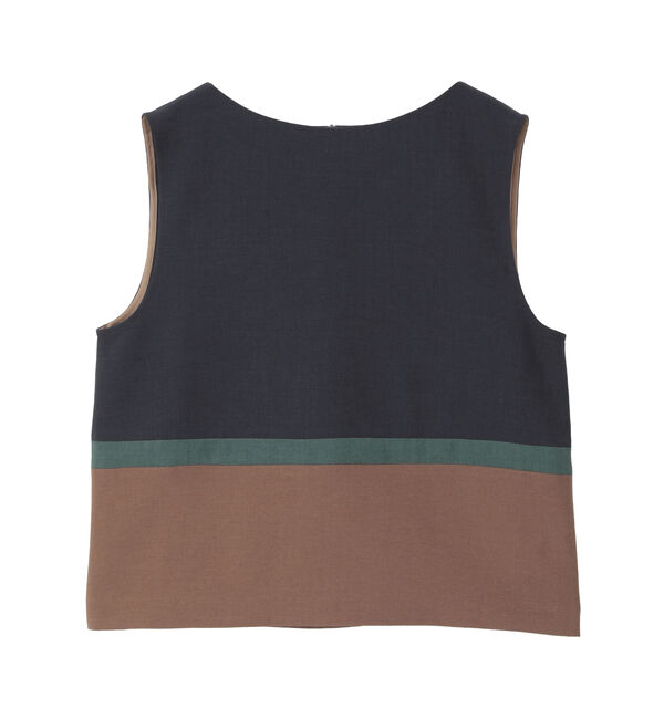 TIARA「カラーブロックブラウス」|シャツ・ブラウス|ネイビー