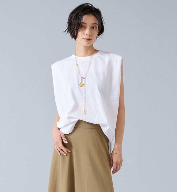 Liesse「【定番】ニュアンスノースリーブカットソー」|Tシャツ・カットソー|ホワイト