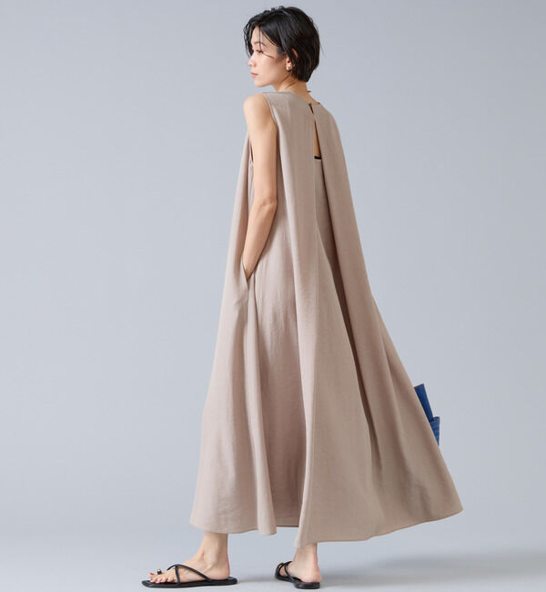 Liesse「後ろあきノースリーブマキシワンピース」|ワンピース|ベージュ