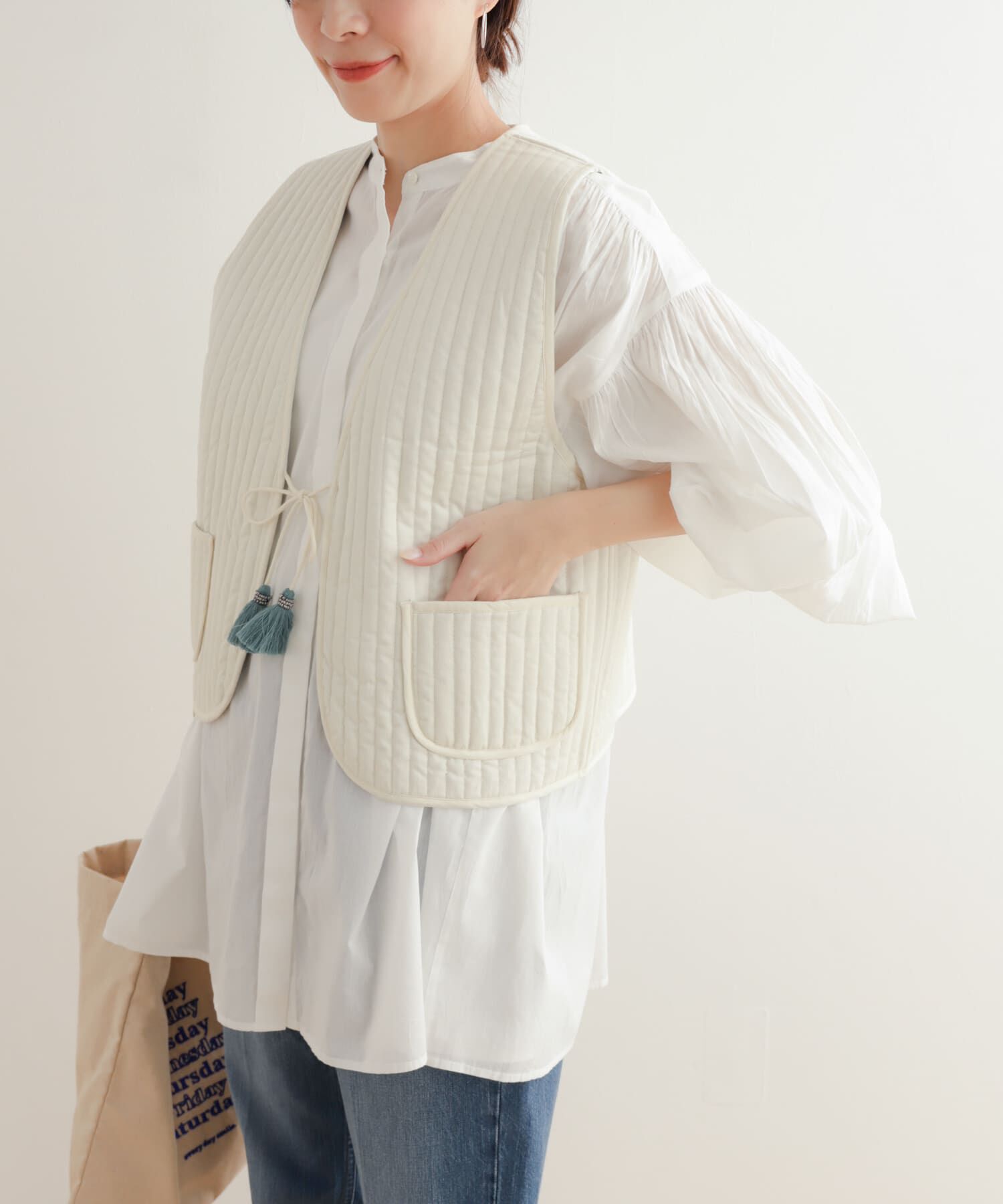 URBAN RESEARCH DOORS「コットンリバーシブルキルティングベスト」|ダウンベスト・ベスト|