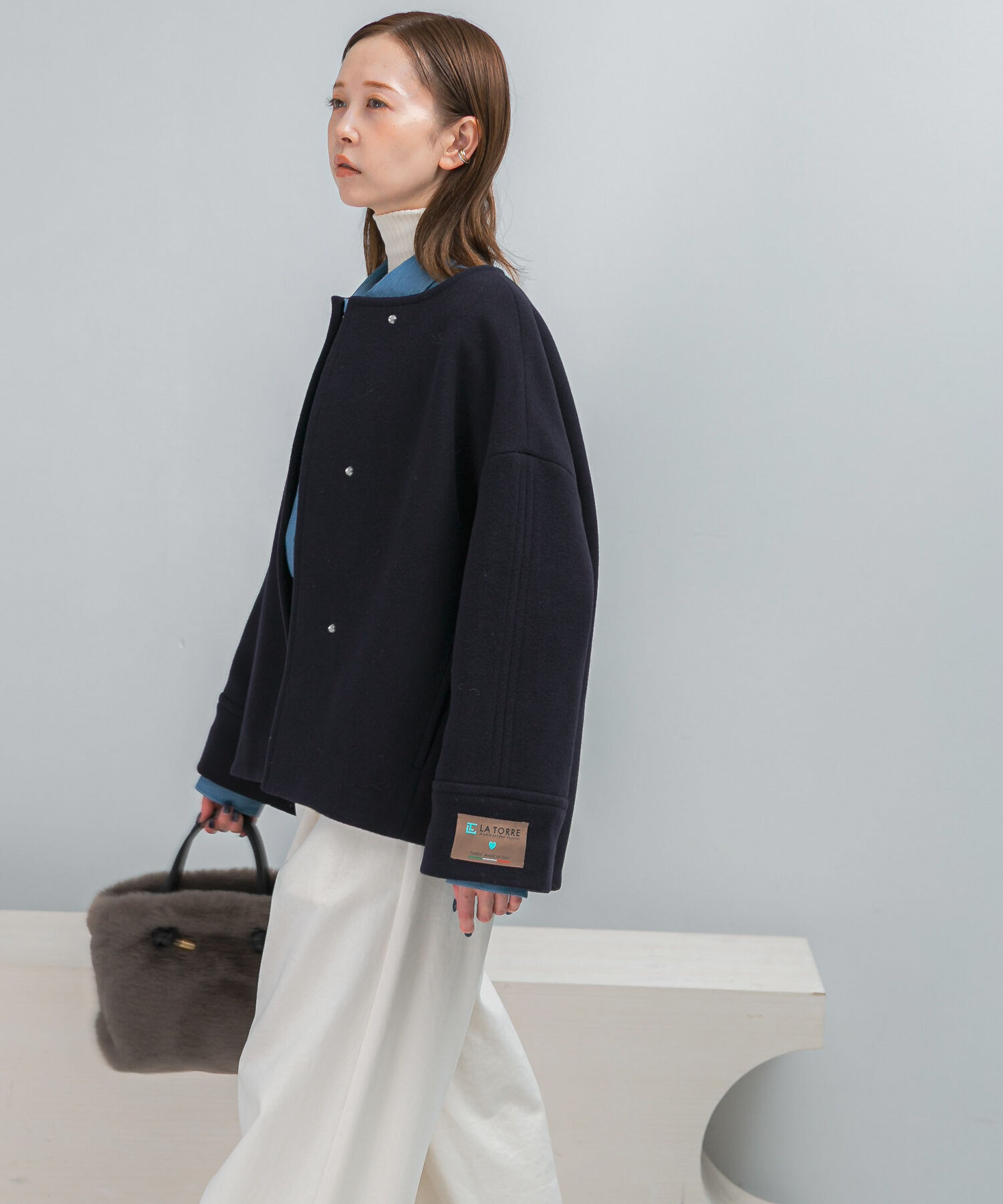 URBAN RESEARCH ROSSO「LA TORREショートノーカラーコート」|ノーカラーコート|