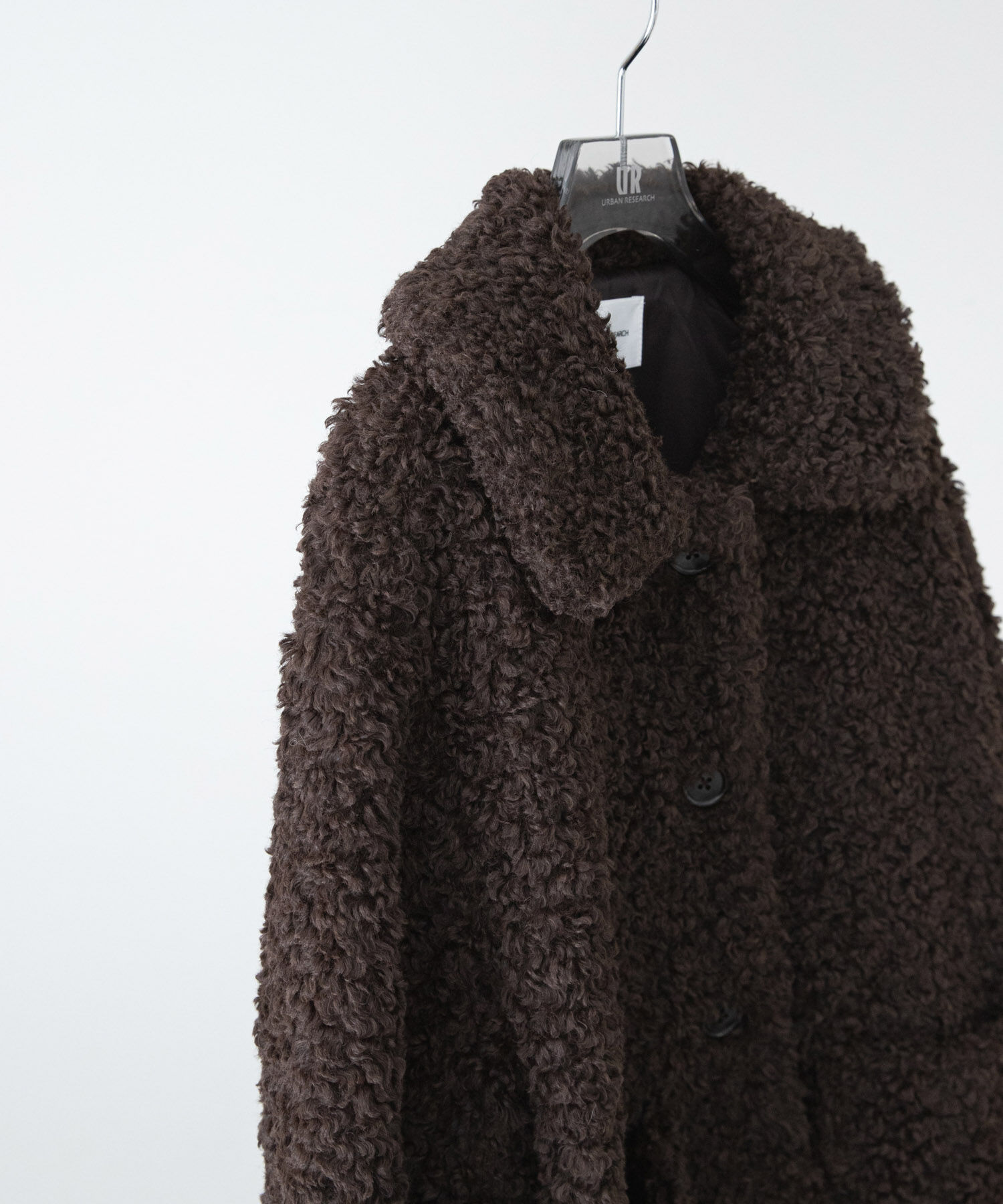 URBAN RESEARCH「ECOPELカーリーファーコート」|ノーカラーコート|