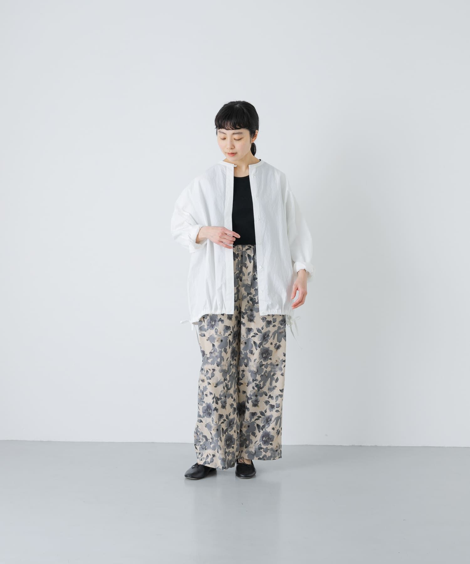 かぐれ「ノーカラークルーネックオーバーシャツ」|シャツ・ブラウス|