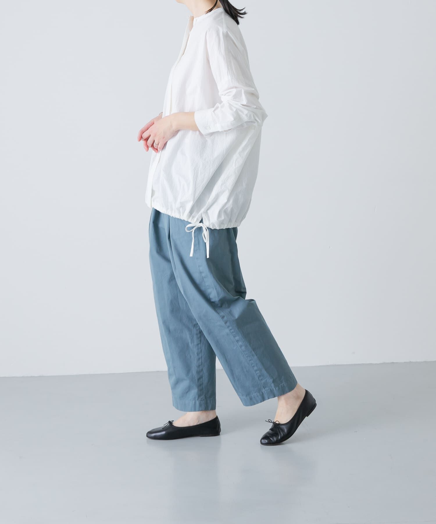 かぐれ「ノーカラークルーネックオーバーシャツ」|シャツ・ブラウス|