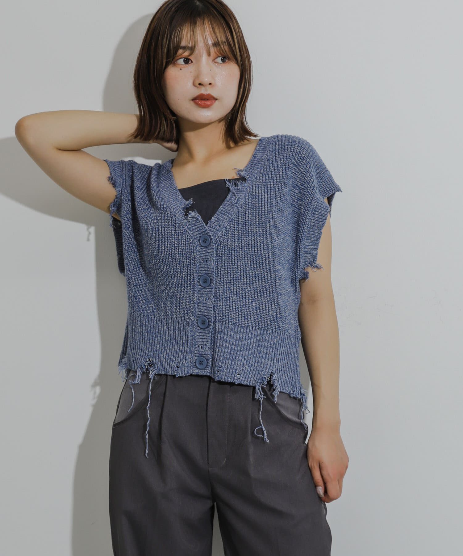 SENSE OF PLACE by URBAN RESEARCH「ダメージニットベスト」|ベスト・ジレ|