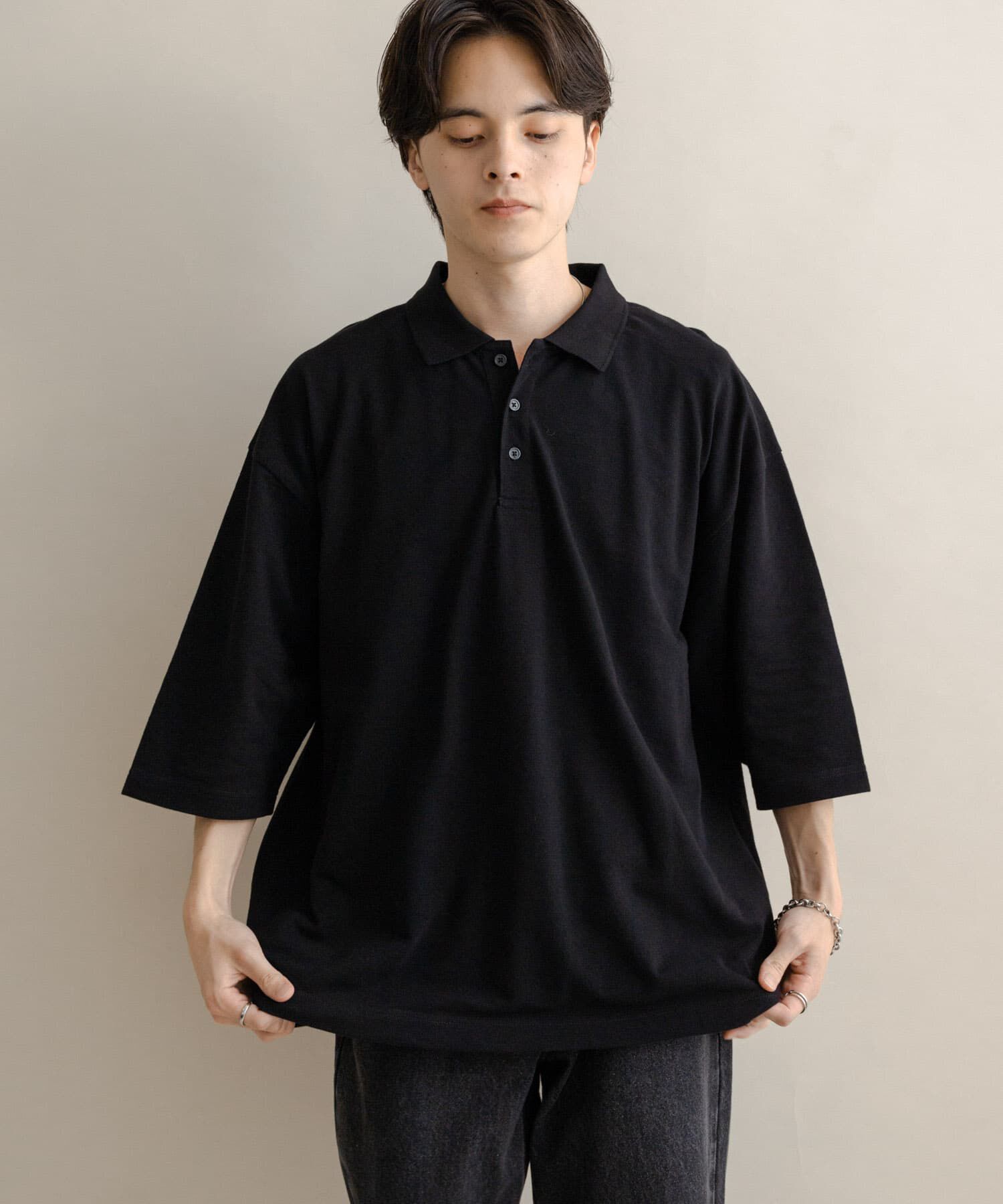 SENSE OF PLACE by URBAN RESEARCH「スラブカノコエクストラルーズポロシャツ」|ポロシャツ|ブラック