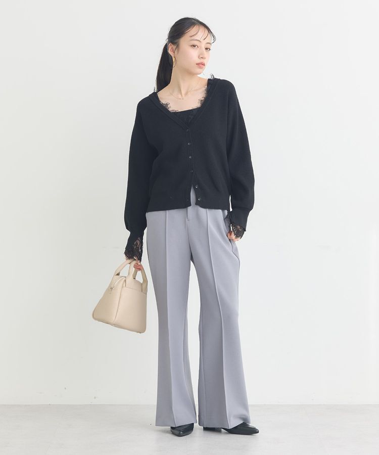 earth music&ecology「レーストリムカーディガン」|カーディガン|