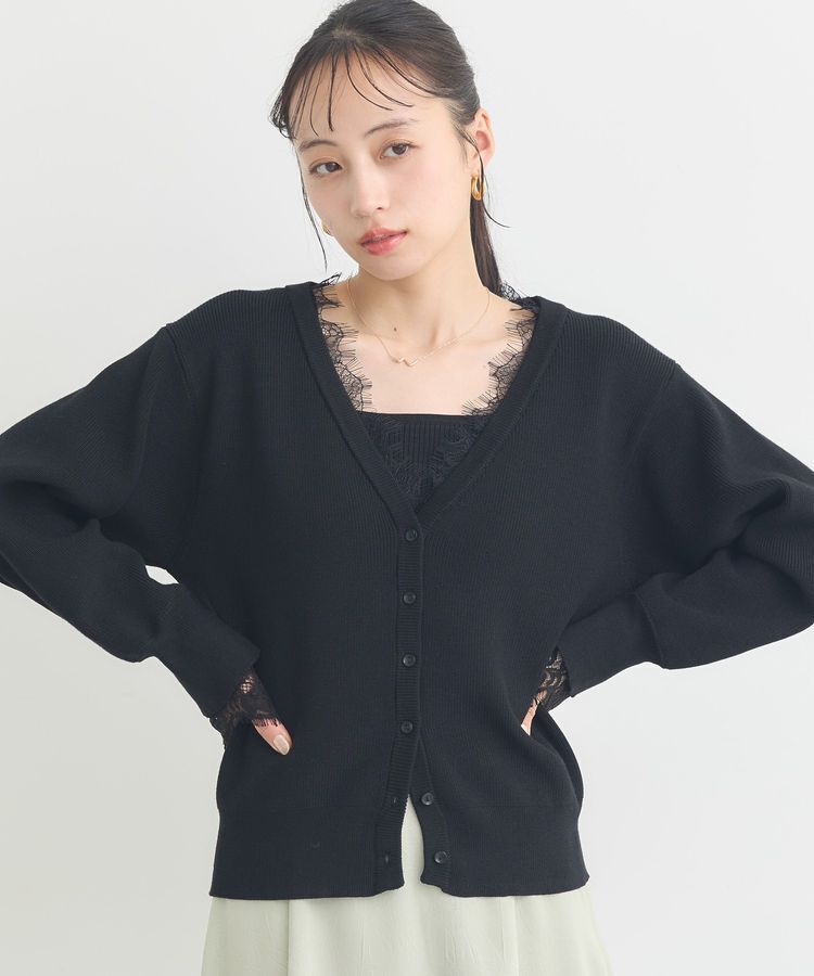 earth music&ecology「レーストリムカーディガン」|カーディガン|