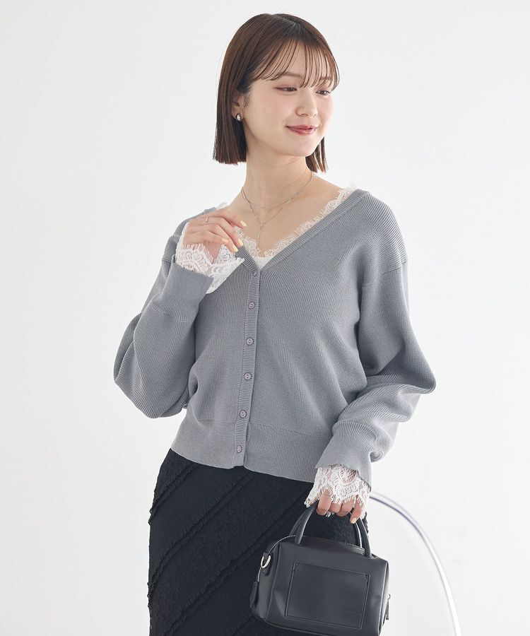 earth music&ecology「レーストリムカーディガン」|カーディガン|