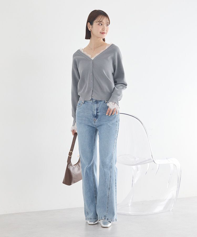 earth music&ecology「レーストリムカーディガン」|カーディガン|