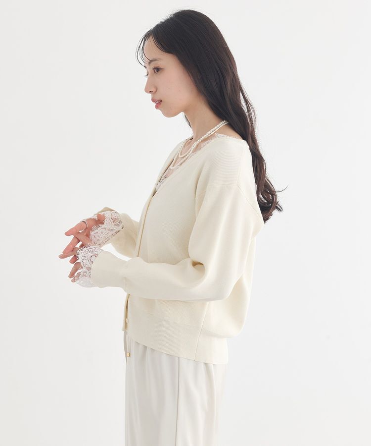 earth music&ecology「レーストリムカーディガン」|カーディガン|