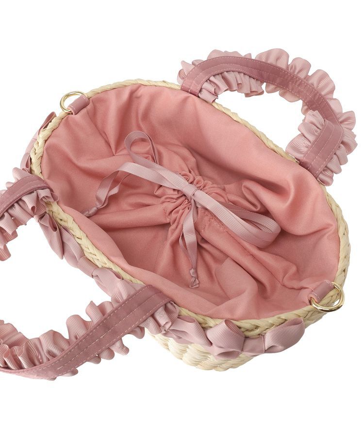 Maison de FLEUR「【2Way】フリルハンドルメイズリボン2Wayカゴバッグ」|ハンドバッグ|