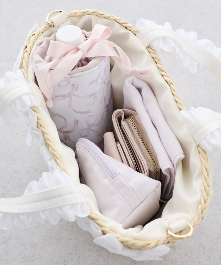 Maison de FLEUR「【2Way】フリルハンドルメイズリボン2Wayカゴバッグ」|ハンドバッグ|