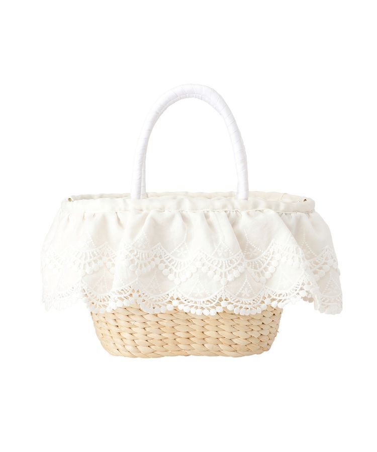 Maison de FLEUR「【2Way】レースフリルメイズ2Wayカゴバッグ」|ハンドバッグ|