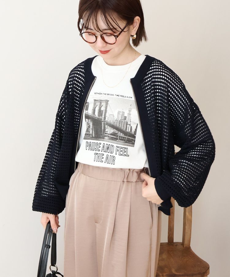 AMERICAN HOLIC「ジップアップメッシュニットカーディガン【WEB限定カラー有り】」|カーディガン|