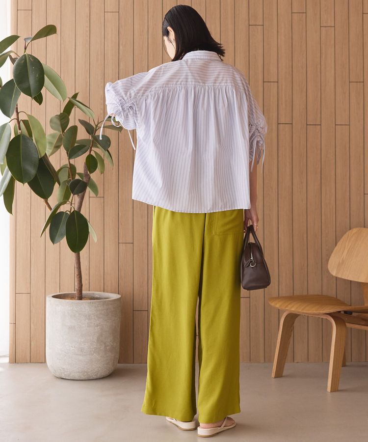 AMERICAN HOLIC「【WEB限定】【接触冷感・UVカット】ギャザーリボンスリーブ半袖シャツ」|シャツ・ブラウス|