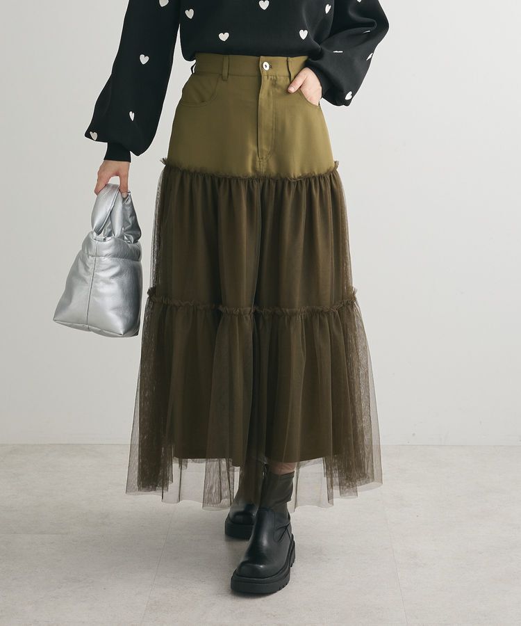 Green Parks「・ELENCARE DUE ハイブリットティアードスカート」|フレア|