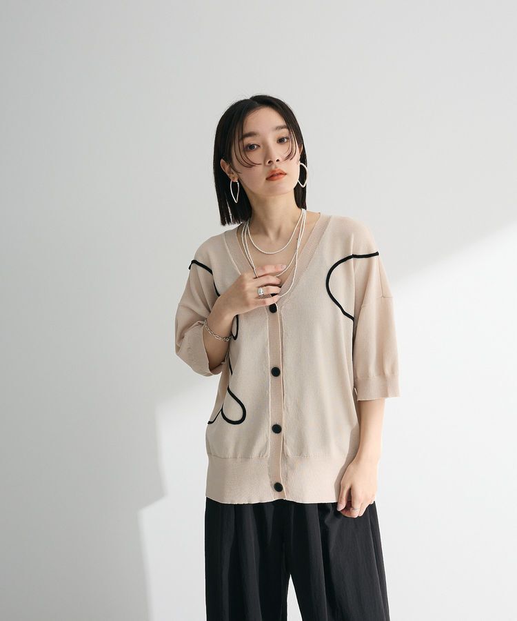 armonia「刺繍コードVネックフレンチカーディガン」|カーディガン|