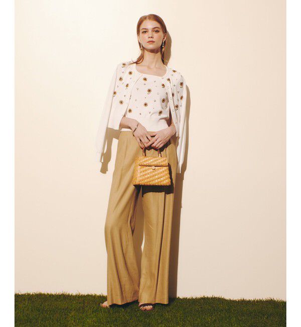 LOULOU WILLOUGHBY「 WEB 一部店舗限定【LOULOU WILLOUGHBY】サンフラワービジューカーディガン」|カーディガン|