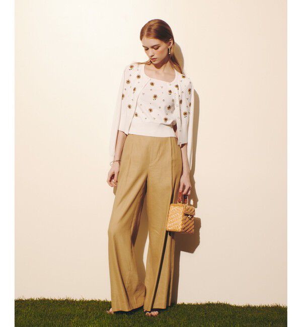 LOULOU WILLOUGHBY「 WEB 一部店舗限定【LOULOU WILLOUGHBY】サンフラワービジューカーディガン」|カーディガン|