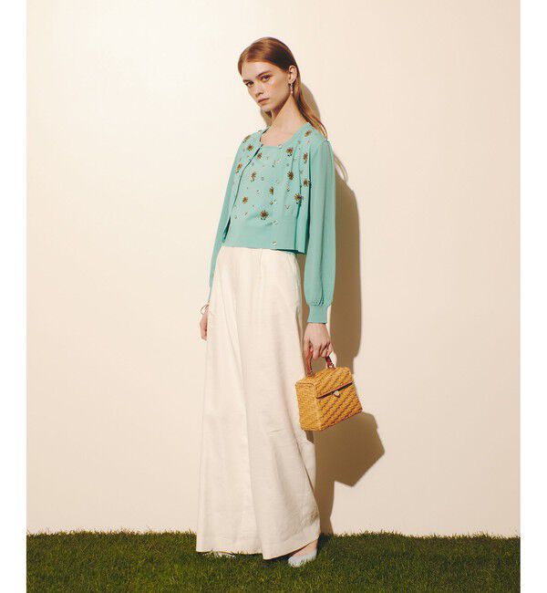 LOULOU WILLOUGHBY「 WEB 一部店舗限定【LOULOU WILLOUGHBY】サンフラワービジューカーディガン」|カーディガン|