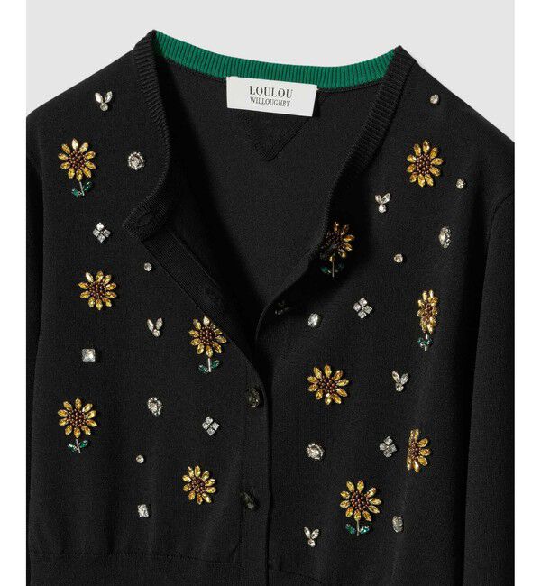 LOULOU WILLOUGHBY「 WEB 一部店舗限定【LOULOU WILLOUGHBY】サンフラワービジューカーディガン」|カーディガン|