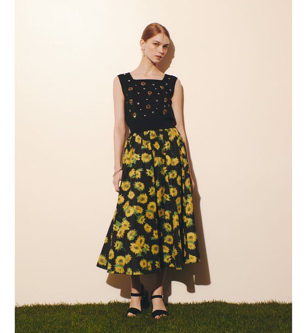 LOULOU WILLOUGHBY「WEB 一部店舗限定【LOULOU WILLOUGHBY】サンフラワービジュータンクトップ」|ニット・セーター|