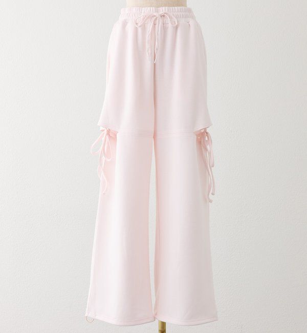  「【セットアップ可能】【SMサイズ展開あり】サイドカットリボンスエットパンツ」|その他|ピンク