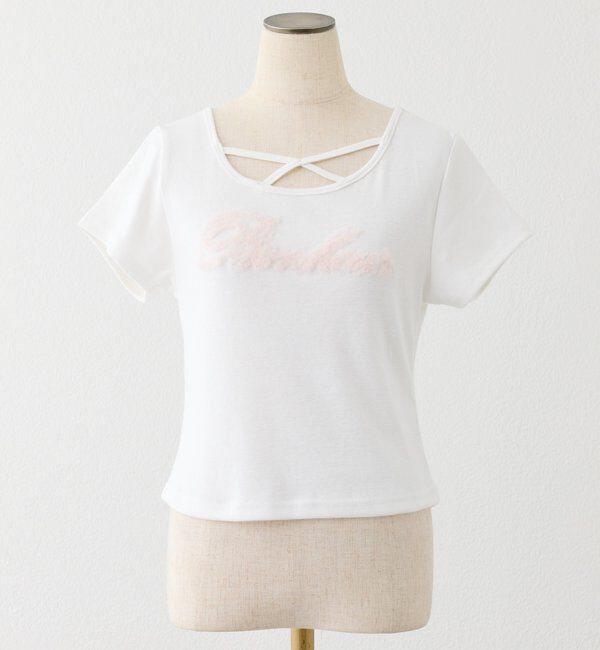  「ホルターネック付きチュールロゴＴシャツ」|プルオーバー|オフホワイト