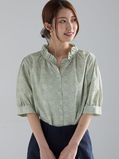 Te chichi「パターンアソートスタンドフリルブラウス」|シャツ・ブラウス|イエロー