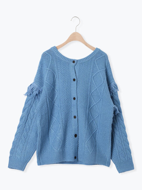 Samansa Mos2「フリンジ前後2WAYニット」|カーディガン|