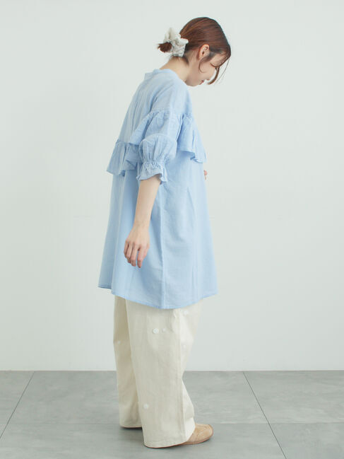 Samansa Mos2「切替フリルチュニック」|シャツ・ブラウス|