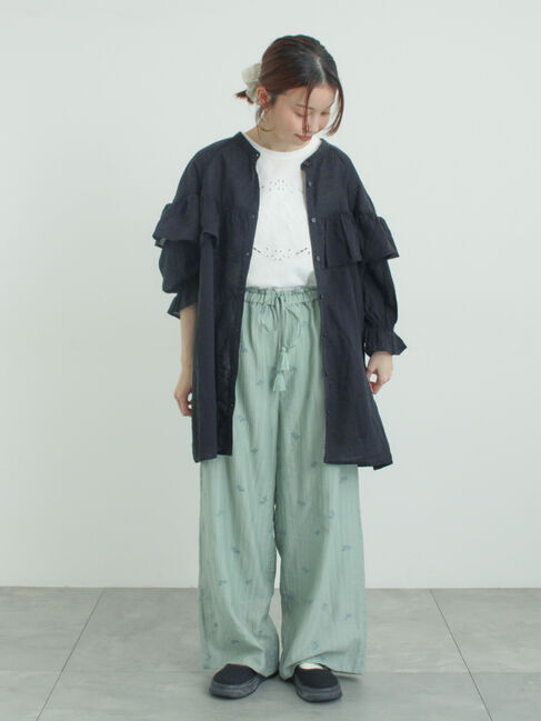 Samansa Mos2「切替フリルチュニック」|シャツ・ブラウス|