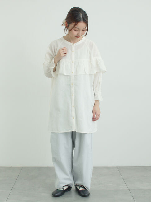 Samansa Mos2「切替フリルチュニック」|シャツ・ブラウス|