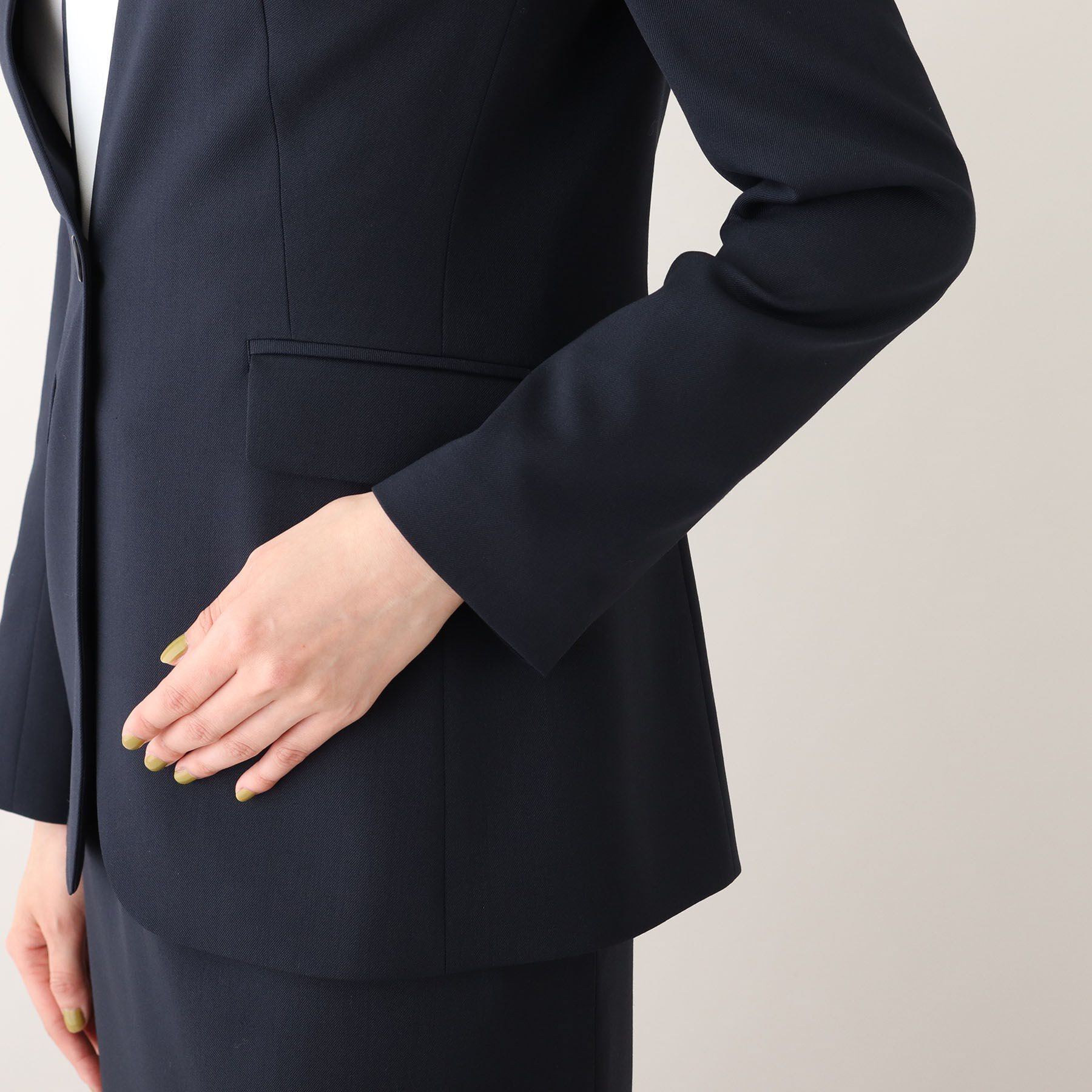 UNTITLED「【軽くて快適！】ウール混 ストレッチノーカラージャケット」|ノーカラージャケット|